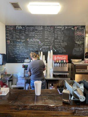 Front counter with menu above