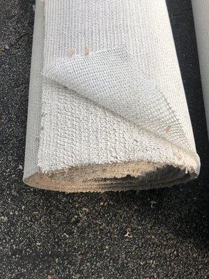 Damaged carpet on day of install. You would think they would check these things before They sent it out with the installers