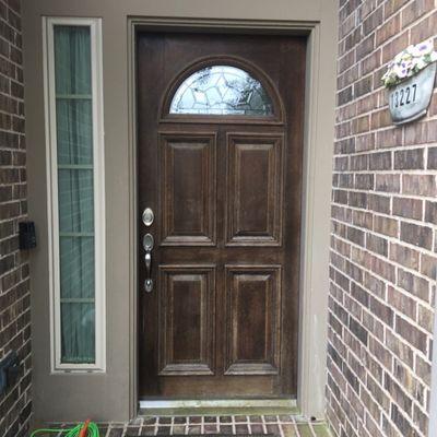 6 foot door full refinish (before) picture Pasadena, Texas.