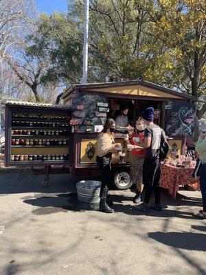 Cute popular vendor selling pastries and drinks.