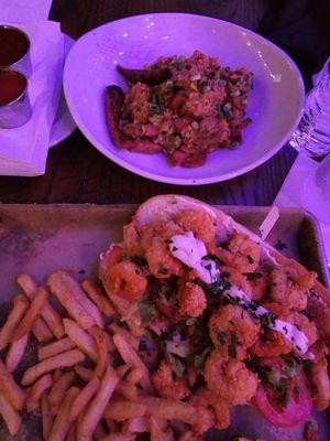 Shrimp po' boy and jambalaya