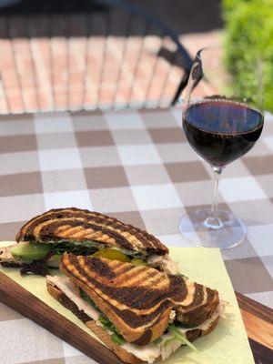 Turkey Brie panini - wine is from elsewhere.