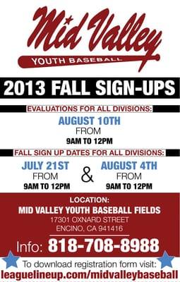 2013 FALL SIGN UPS