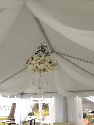 Beautiful flower chandelier at my sons wedding