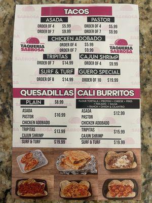 Menu flyer