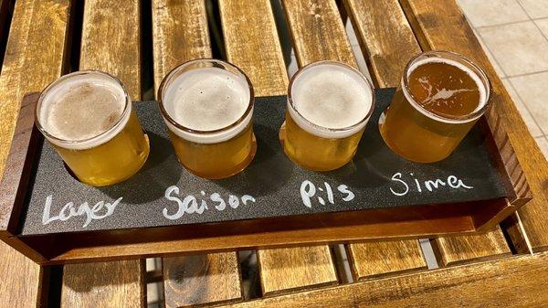 Flight of chubby squirrel beers - lager and Pilsner were best, my wife liked the Saison, and the pucker (Sima) was way too sour.