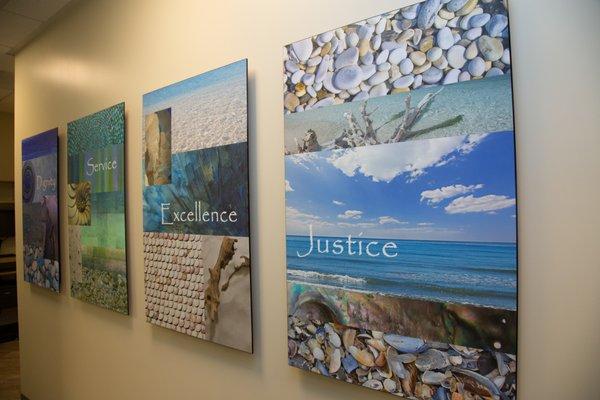 Health Center's Values - Dignity, Service, Excellence, and Justice