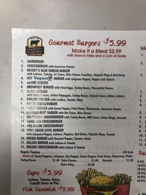 17 different halal burger. All 5.99