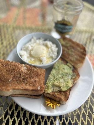 Avocado toast and grits.