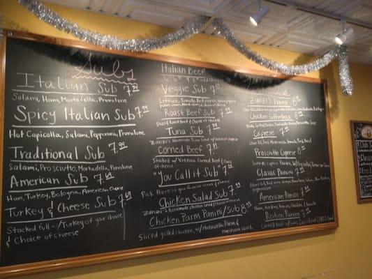 December 2013 menu board