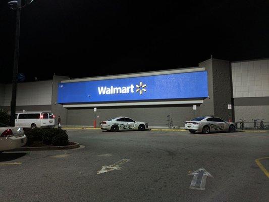 Outside. This is a very big Walmart.