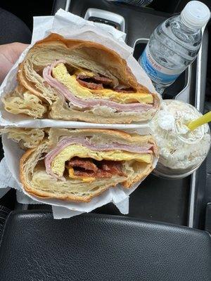 Bacon ham egg cheese croissant