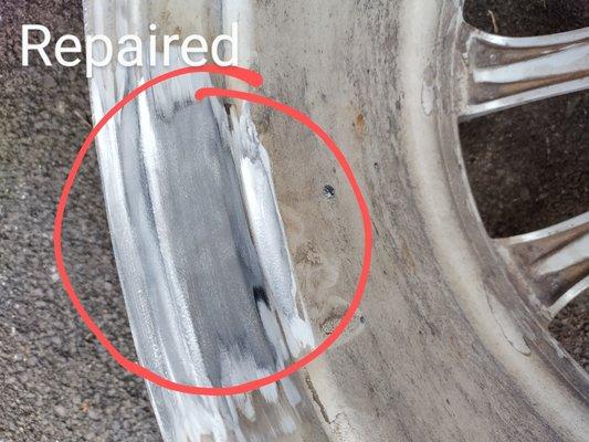 Crack in wheel repaired