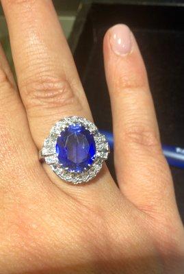 Resized Vintage Art Deco Sapphire Pave Cocktail Ring