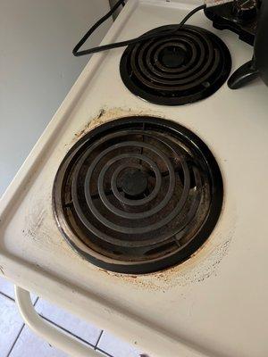 This is what happened when whatever coating they had on the eye burned off almost setting the stove on fire.