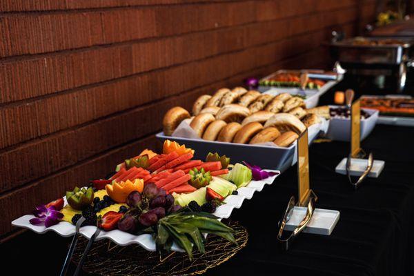 Fruit platter and bagel bar