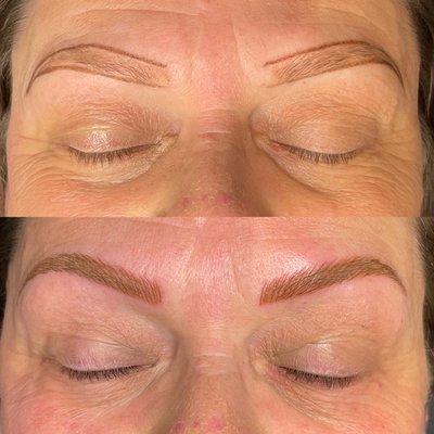 Microblading with machine shading