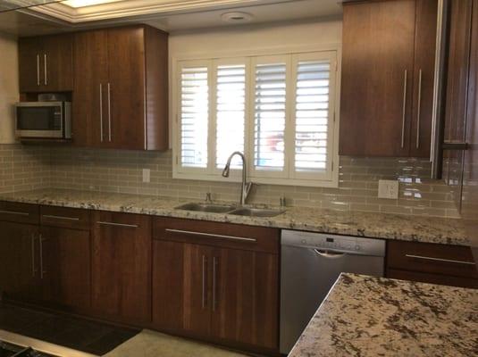 North Park Glass Tile Backsplash.  Photo is a little dark, but I LOVE my new tile! Thanks Dave!