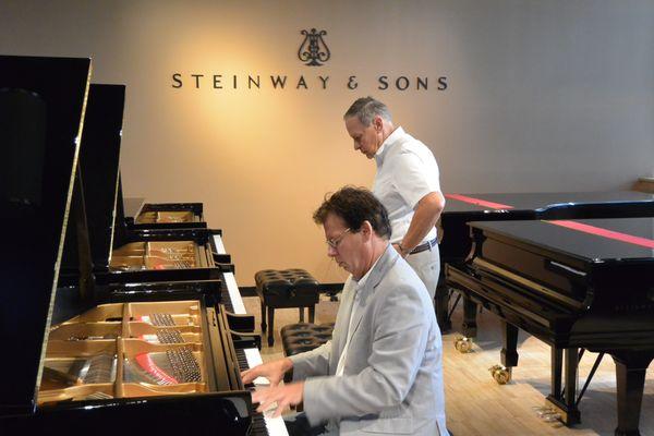 Dr. Robert Kvam and Dr. Rober Palmer select new Steinway & Sons model Bs for the piano faculty.