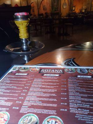 Hookah and the menu