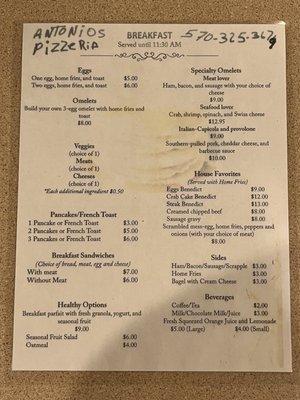 breakfast menu