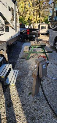 When their slide was out on the motor home, it covered our picnic table.  Sites are incredibly close together.