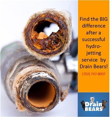 Clean your drain pipes with Drain Bears! Got blocked pipes? Call us today (702) 747-8007