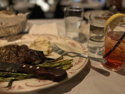 16 oz. Bone-In Ribeye** Garlic Mashed Potatoes shirley temple   so yummy