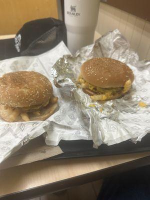 Ordered 2 Double Del Cheeseburgers added Crinkle Cut Fries inside