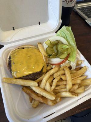 1/2 lb cheeseburger with fries