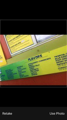 Shaved Ice Flavors