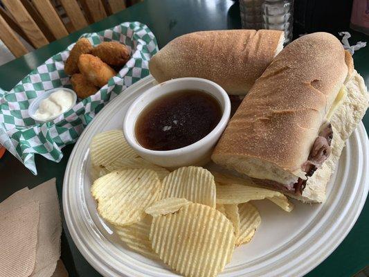 French dip + jalapeño poppers