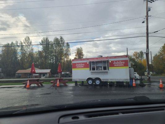 Jubilee Burgers truck and outside eating area