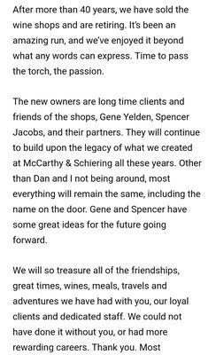 The end of an era 1of2, from their e-newsletter (7/8/21)