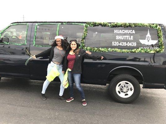 Local teens passing out candy canes at the annual Christmas Parade from Huachuca Shuttle! Thanks Ladies...