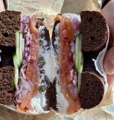 Lox Sandwich on Pumpernickel