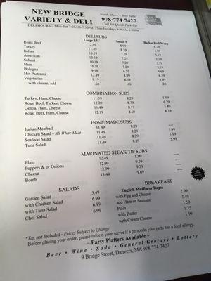 Menu update