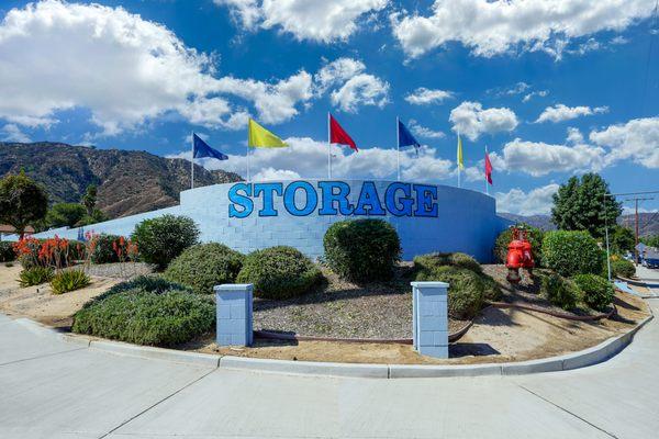 Street view of Grand Avenue Self Storage at the corner of Grand Ave. and Riverside Drive.