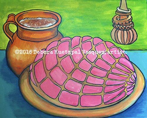 Pink Concha y Chocolate Mexicano