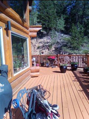 Deck in Black Hawk, CO stained by Arrow Painting, September 2020.