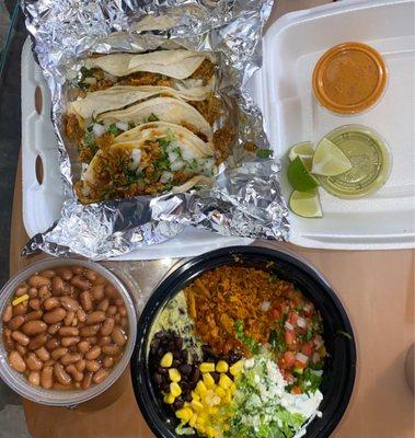 Al Pastor Street Tacos, Pollo Burrito Bowl, Frijoles Pintos 12oz