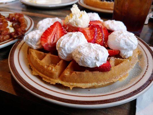 Waffle with strawberries