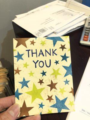 Thank you Note from clients