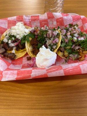 Lengua, chorizo and pastor