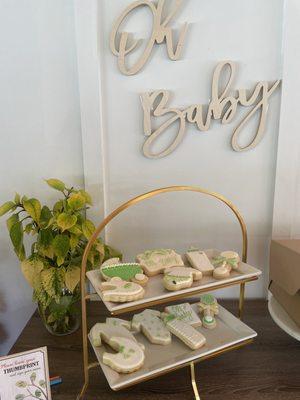 Cookies set up for the baby shower