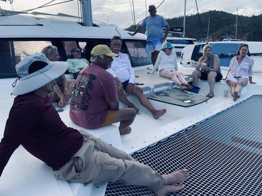 Debrief with all the crew after a day of sailing