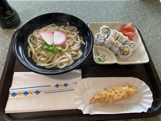 Tempura Udon with included California roll