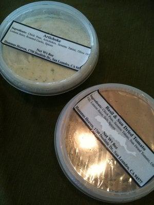 Artichoke and Basil and Sun Dried Tomato Hummus (Two for $9)