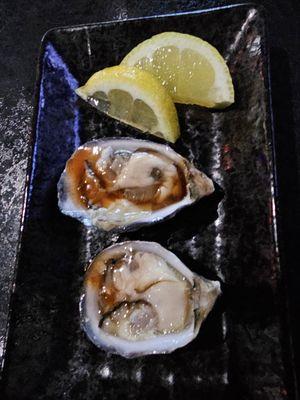 Complimentary oysters from Japan... kumamoto... thank you!