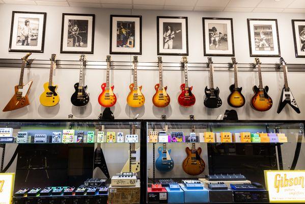 Behind the counter at The Music Zoo